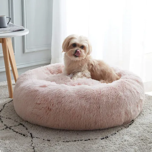 Miniatura 64 de WESTERN HOME WH Cama calmante para perros y gatos, dona acogedora anti-ansiedad, cama redonda cálida y acogedora de piel sintética, suave y azul