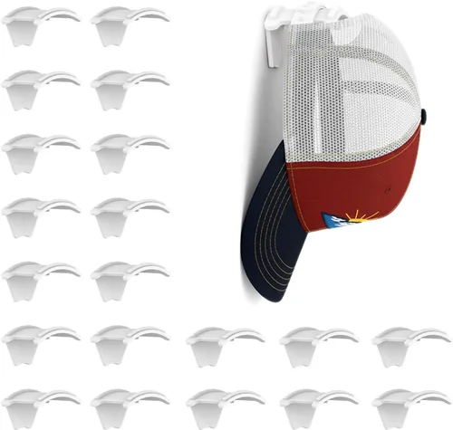 Miniatura 7 de Ganchos adhesivos para sombreros de pared (paquete de 12), colgador de sombreros sin perforaciones para organizador de gorras de béisbol de pared