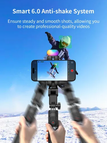 Miniatura 3 de AOCHUAN Estabilizador de cardán para Smartphone, 4 en 1 con rotación de 360° para iPhone/Android, palo para selfies y trípode con seguimiento facial