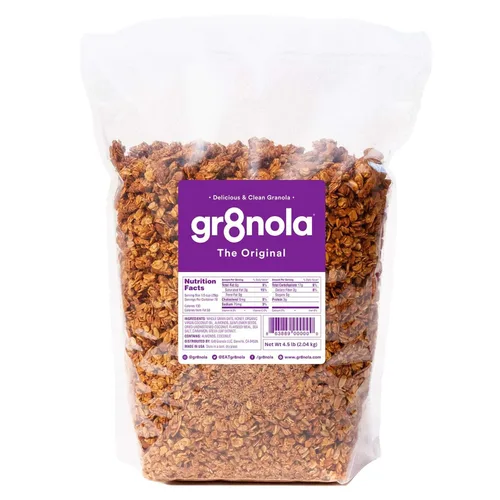 Miniatura 8 de gr8nola The Original - Cereal de granola saludable y bajo en azúcar, fabricado con superalimentos, almendras enteras, miel, canela y linaza, sin