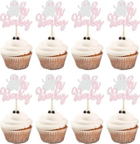 Miniatura 10 de Gyufise 24 adornos para cupcakes de Halloween con calabaza, fantasma, purpurina negra, decoraciones para cupcakes para niños, decoración de fiesta