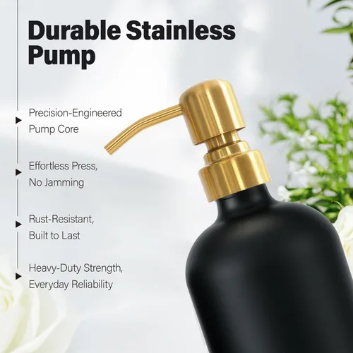 Miniatura 3 de Prus Waso Juego de Dispensador de Jabón para Baño, Dispensador de Manos y Loción con Bomba de Acero Inoxidable, Perfecto para Decoración de Baño