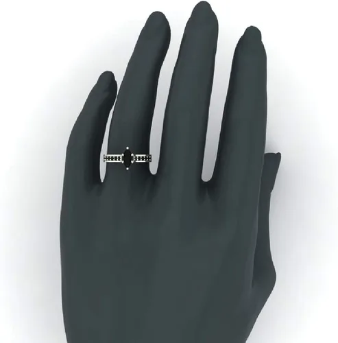 Miniatura 2 de Anillo de diamante negro de corte marquesa, oro de 14 quilates, 1,50 quilates