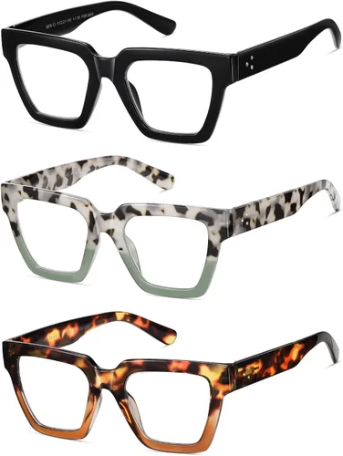 Miniatura 2 de Gafas de Lectura de Gran Tamaño para Mujer, Estilo Oprah, con Bloqueo de Luz Azul, para Computadora, Diseño Cuadrado, Marco Grande