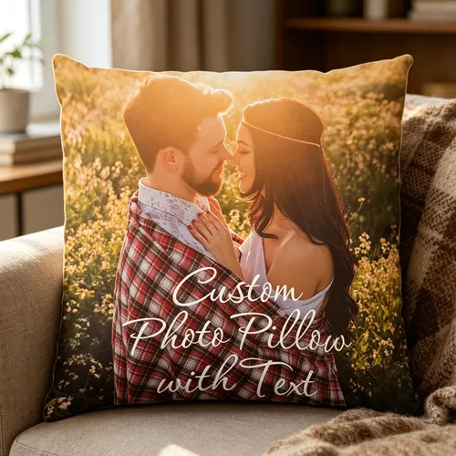 Fundas de almohada personalizadas con texto de imagen, 12 x 12 pulgadas, fundas de almohada cuadradas personalizadas de doble cara para sofá cama,