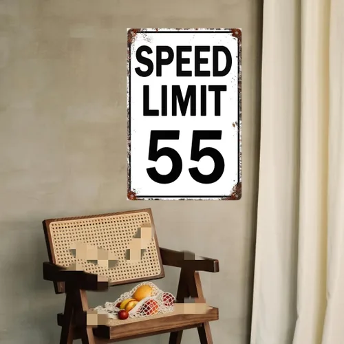 Miniatura 2 de Speed Limit - 55 letreros decorativos de metal de 8 x 12 pulgadas para tráfico, estilo retro, color 2