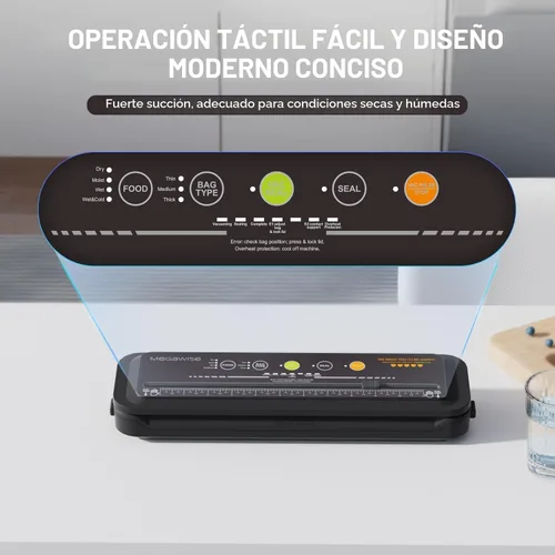 Miniatura 4 de MegaWise Máquina selladora al vacío potente y compacta Sellador automático de alimentos de un solo toque