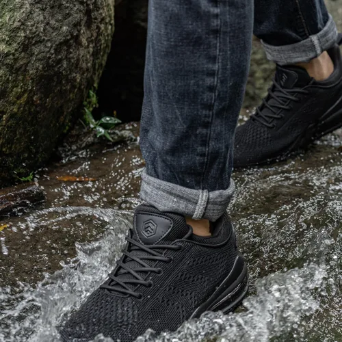 Miniatura 3 de LARNMERN Zapatos de trabajo antideslizantes para hombre, resistentes al agua, zapatos para caminar, zapatos trabajo, servicio de alimentos