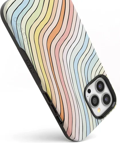 Miniatura 4 de Casely Funda para iPhone 13 Pro Ride The Wave Forro de arcoíris pastel Diseño protector audaz Compatible con MagSafe