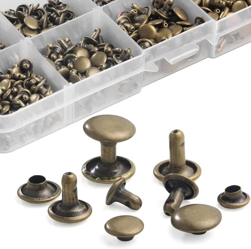 Miniatura 3 de YORANYO 340 juegos de remaches de cuero, remaches de varios tamaños para cuero, remaches de doble tapa, tachuelas para ropa, tela con remaches