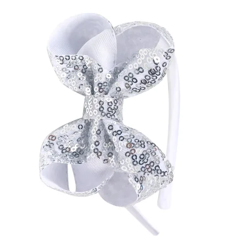 Miniatura 5 de Diademas con lazo para el pelo con lentejuelas brillantes, lazos de cinta para niñas, niños y mujeres (negro)