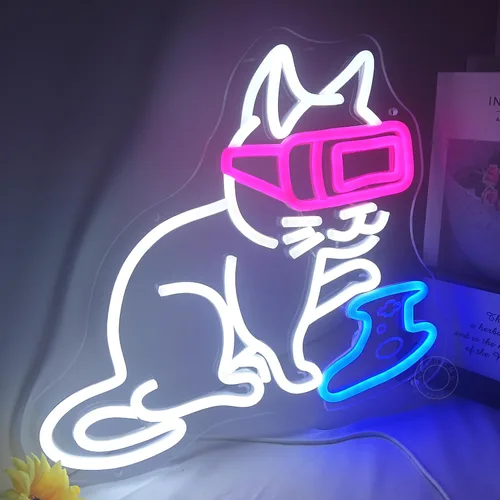 Miniatura 2 de SYLHOME Letrero de Luz de Neón LED de Gato Gamer Controlador Pad Dormitorio Sala de Juegos Bar Pub Cueva del Hombre Letrero de Pared Decoración