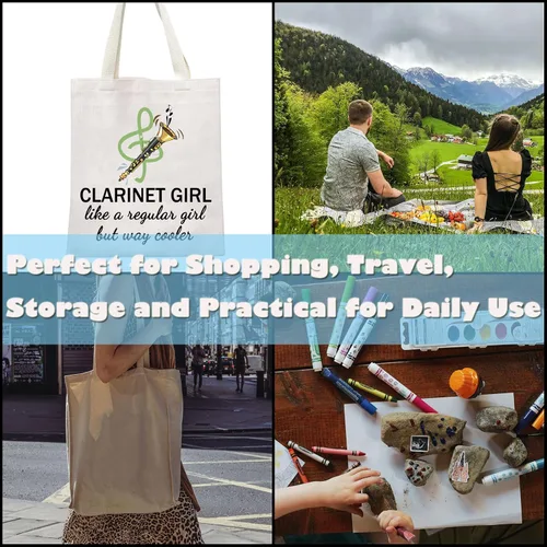 Miniatura 6 de GJTIM Clarinetist Gift - Bolsa de maquillaje con cremallera para jugador de clarinete y amante, Bolso beige