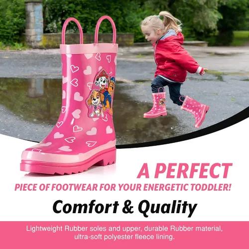 Miniatura 4 de Nickelodeon JoJo Siwa - Botas de lluvia de goma impermeables con asas fáciles de poner para niñas y niños pequeños