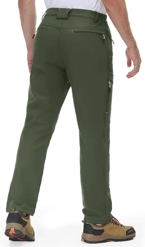 Miniatura 2 de MAGCOMSEN Pantalones de nieve para hombre, resistentes al agua, con forro polar, 5 bolsillos con cremallera, para invierno, snowboard, senderismo
