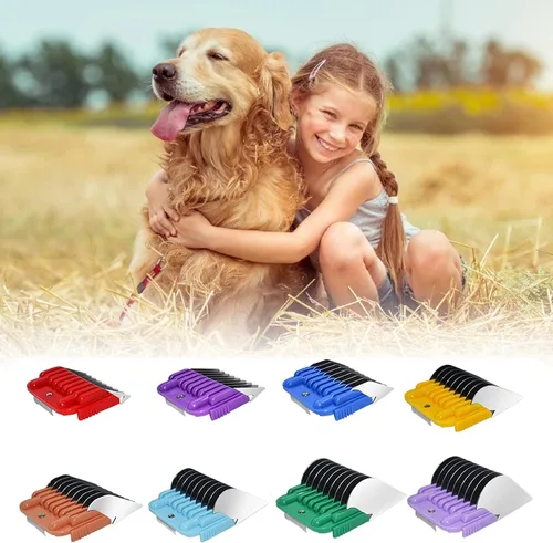 Miniatura 5 de Juego de peines guía de acero inoxidable para animales de 8 colores, desde 1/8 de pulgada hasta 1 pulgada (3-25mm), compatible con Andis, Oster A5
