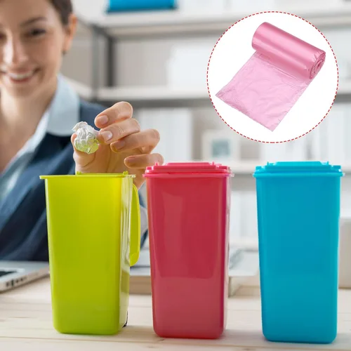 Miniatura 5 de MECCANIXITY Bolsas de basura pequeñas de 0.5 galones para mini basurero de escritorio, color rosa, 8 rollos / 240