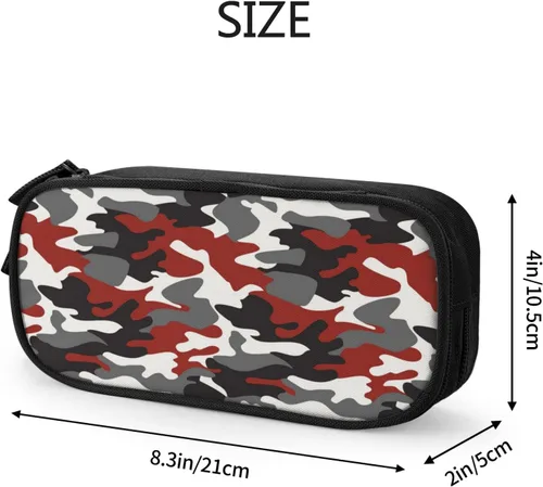 Miniatura 2 de Estuche para lápices de camuflaje, organizador de gran capacidad con 2 compartimentos y cremallera duradera