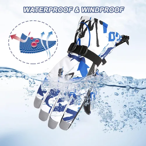 Miniatura 2 de Durio Guantes de esquí para mujeres y hombres, guantes de nieve impermeables cálidos para niños con pantalla táctil, motos de nieve, guantes