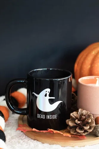 Miniatura 3 de Pearhead - Dead Inside Ghost, Taza de café de regalo incandescente de Halloween, accesorios de otoño para el hogar Dećor, 13 onzas