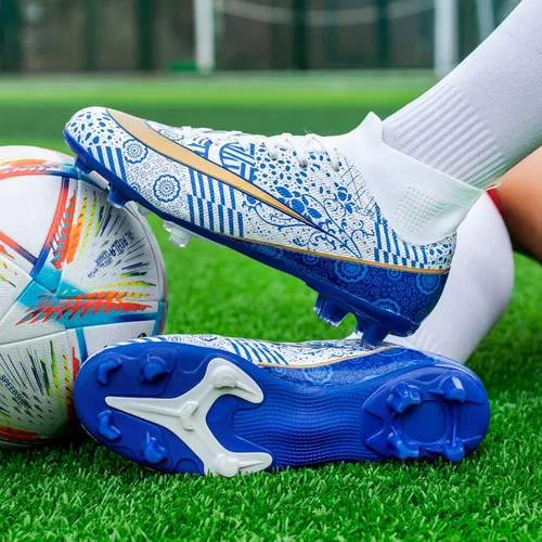 Miniatura 8 de Zapatos de fútbol para niños con tacos de fútbol para jóvenes, botas altas para entrenamiento al aire libre