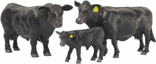 Miniatura 2 de Little Buster Toys Angus Bull Figura de ganado Angus negro a escala 1:16 Exhibición realista de granja y rancho Regalo de coleccionista listo