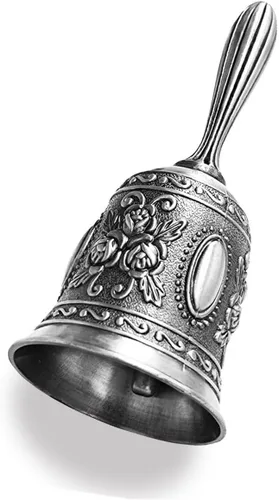 Miniatura 8 de Hourwof Campana de mano, campana de cena de metal, campanas decorativas de boda, campanas de servicio, campana de llamada, campana de Navidad, azul
