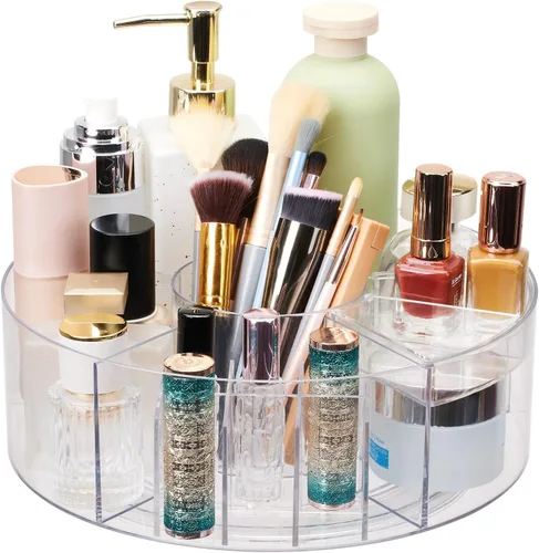Organizador de maquillaje giratorio de 360 grados para tocador, escritorio de 10 pulgadas de acrílico, organizador de cuidado de la piel,