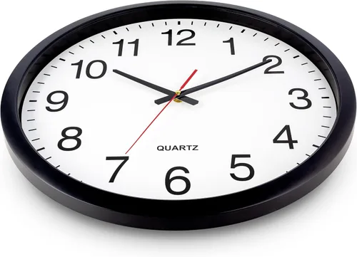 Miniatura 5 de Bernhard Products - Reloj de cuarzo de pared negro, silencioso, sin tictac, redondo, extragrande de 18 pulgadas, a pilas y fácil de leer