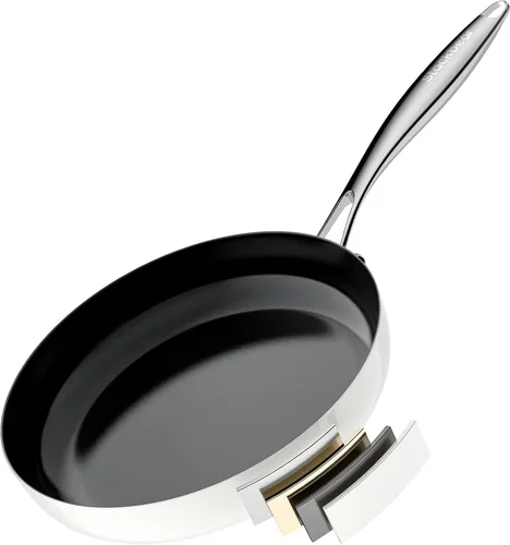 Miniatura 9 de Sartén antiadherente de cerámica para cocinar, sartén antiadherente de acero inoxidable de tres capas de 10.4 pulgadas, sartén no tóxica, libre