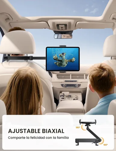 Miniatura 4 de Lamicall Soporte para tablet con reposacabezas de automóvil, con bloqueo, brazo de extensión 3 en 1, soporte de tableta mejorado para asiento