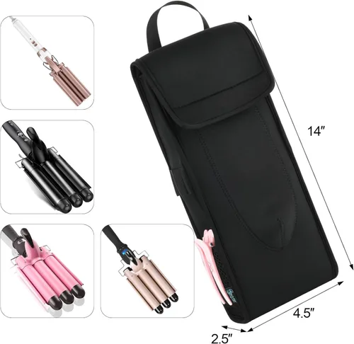 Miniatura 2 de Beautyflier Funda de viaje universal de neopreno para rizador resistente al calor – Triple barril Curl styling waver Cover (solo manga)