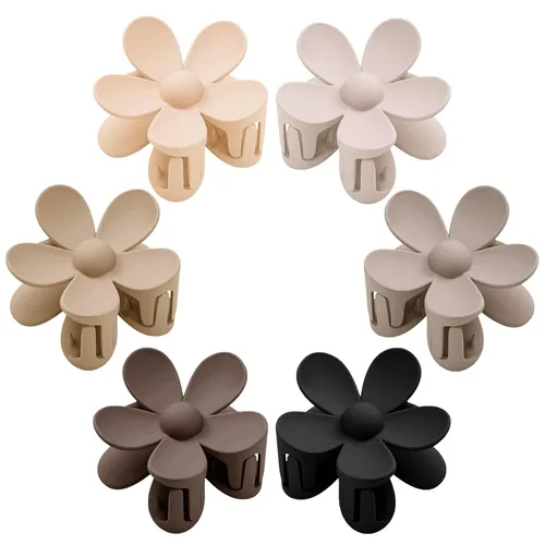 6 pinzas para el cabello de flores, pinzas de margarita, pinzas de garra grandes mate, pinzas de sujeción fuerte, accesorios para cabello grueso, 6