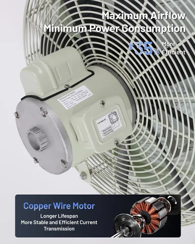 Miniatura 5 de iLIVING Ventilador de escape de obturación de 20 pulgadas, resistencia a la corrosión, velocidad única