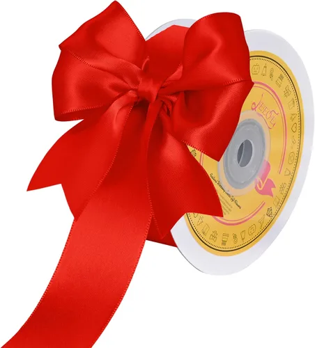 Miniatura 255 de Cinta de satén blanca antigua de doble cara de 1-1/2 pulgadas x 50 yardas, cinta de poliéster para envolver regalos, día de San Valentín, bodas