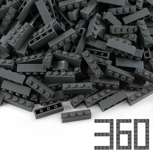 Miniatura 5 de Juego de 360 piezas de ladrillos de 1 x 4, piezas clásicas negras, juego creativo de bloques de juego, accesorios básicos compatibles con 3010 3066