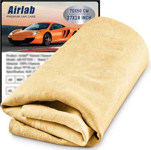 Paño de Gamuza para Automóvil 20'' x 27.6'' (3.7 pies cuadrados) Toalla Shammy Lavado de Automóvil Toalla de Secado Absorbente Cuero Real Sin