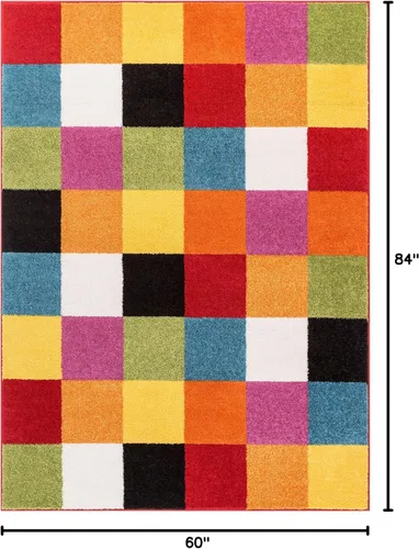Miniatura 2 de Felpudo pequeño de Well Woven para habitación infantil, cocina. Suave y duradero de estilo moderno, diseño Daisy Flowers, con detalles en azul.