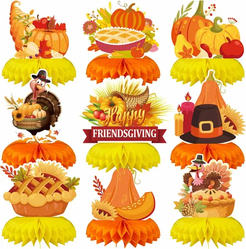 Miniatura 8 de 9 piezas de decoración de centro de mesa de otoño, decoración de mesa para fiesta de otoño, centro de mesa de Acción de Gracias, centro de mesa