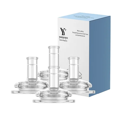 Miniatura 7 de yanyoyo Pezón de popote para biberón de cuello ancho, de silicona natural, anticólicos, para beber, 9 meses o más, 4