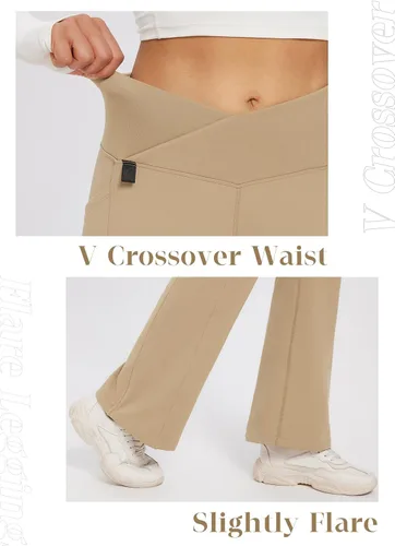 Miniatura 3 de BALEAF Pantalones con forro polar para mujer, resistentes al agua, cruzados, acampanados, corte de bota, senderismo, invierno, al aire libre