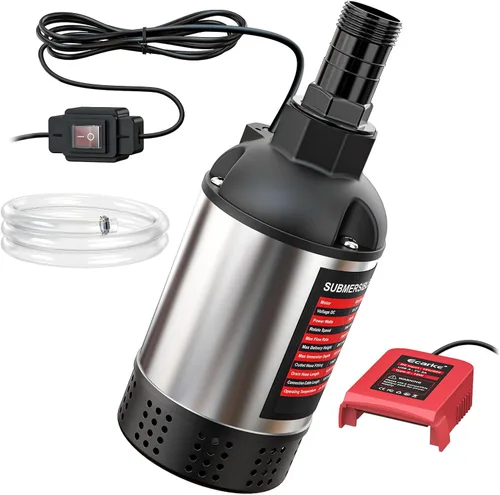 Miniatura 10 de Ecarke Bomba de agua sumergible inalámbrica compatible con batería Dewalt de 20 V, bomba de sumidero de alto flujo sin escobillas de 1268 GPH