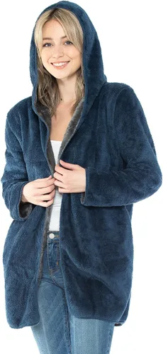 Miniatura 10 de Manta con capucha en forro polar grueso con bolsillo, color negro, tamaño grande, para mujeres y hombres, cálida y acogedora