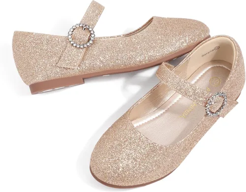 Miniatura 4 de PANDANINJIA Sarena - Zapatos de vestir para niñas con diamantes de imitación para niña de flores, bailarina, zapatos planos Mary Jane para bodas