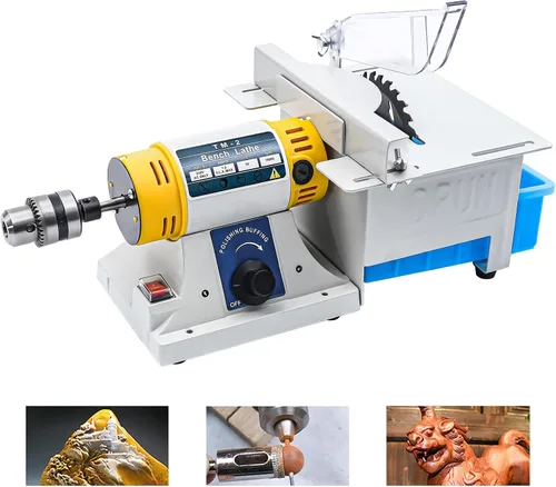 Miniatura 2 de Máquina de pulir de mesa de jade gema, mini torno máquina herramienta DIY carpintería Torno de madera Fresadora Molienda Perlas de pulido Taladro