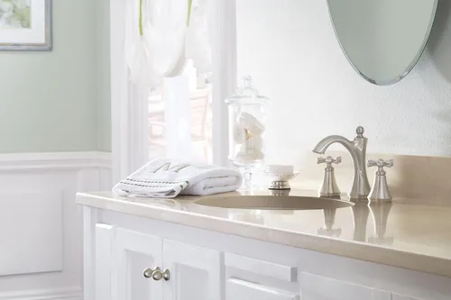 Miniatura 13 de Moen T4524BN Wynford - Grifo de baño de arco alto de dos manijas, níquel cepillado
