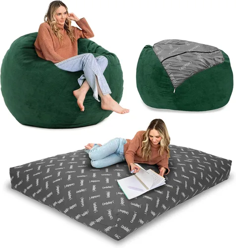 Miniatura 15 de CordaRoy's Puf de Chenilla - Silla Puf Convertible - Funda de Tela de Chenilla Lavable a Máquina - para Sótano, Sala de Estar, Sala de Juegos, Carbón