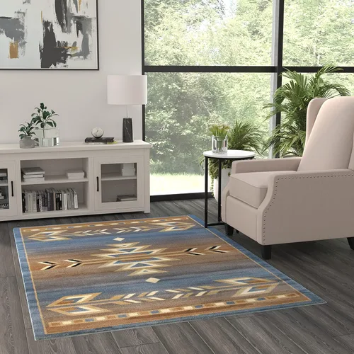 Miniatura 6 de Masada Masada Rugs Southwest - Alfombra nativa americana de 2 x 3 pies, color azul