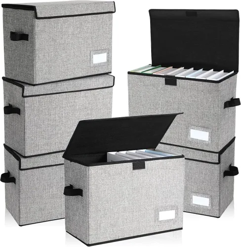 Miniatura 7 de Chuangdi 6 cajas de almacenamiento de cómics, caja corta plegable de cómic con tapa, 15.8 x 7.9 x 11.4 pulgadas, contenedor con capacidad para 150
