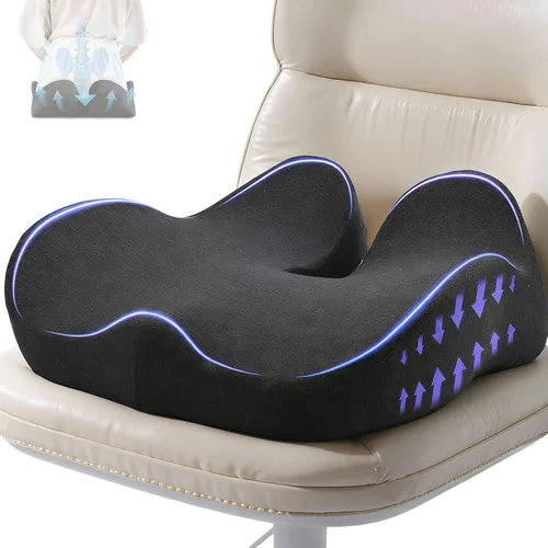 Miniatura 11 de CXC Cojín de asiento para aliviar el dolor de coxis, cojín de espuma viscoelástica para ciática y alivio de presión, almohadilla de asiento